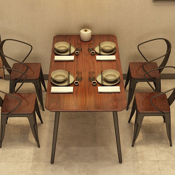 Industrial Rectangle Dining Table Solid Wood Top Dining Table for Restaurant