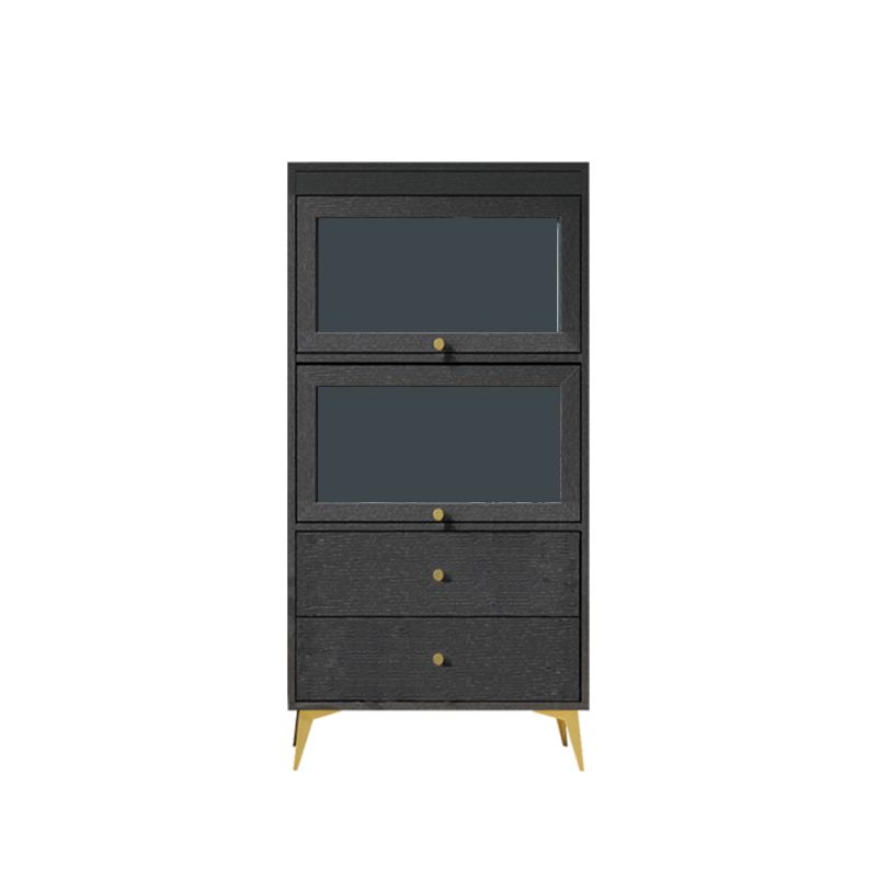 Armoire contemporaine à 2 tiroirs en bois noir, armoire à accent rectangle