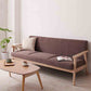 Solid Wood Solid Color Sofa Stationary Sewn Pillow Back Settee for Living Room