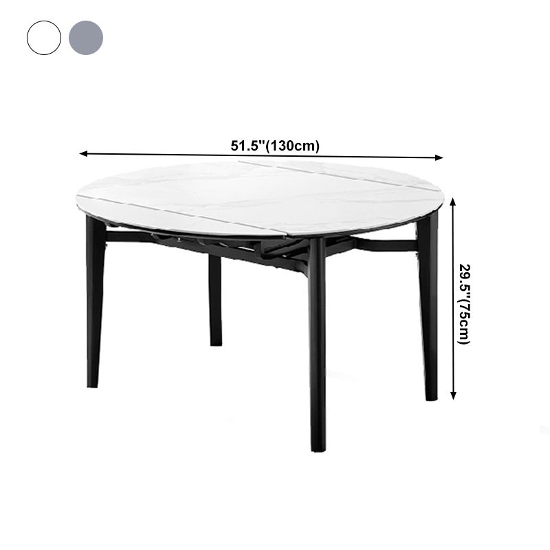 Contemporary Style Round 51.2'' Dining Site Table Stone Drop-Leaf Dining Room Furniture Clearhalo ' dining_table' 'Dining Tables & Seating' 'Dining Tables' 'furn' 'furn_dining_table' 'Furniture' 'furniture_dining_table' 'Kitchen & Dining Furniture' 'kitchen&dining_furn' 'kitchen' 'kitchen_dining_table' 1200x1200_db782f96-e44d-459e-8039-d7359692dcd2