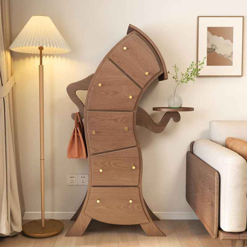 Commode en bois de poitrine de lingerie verticale moderne avec 5 tiroirs pour le salon