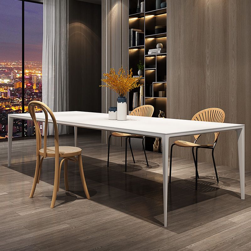 Contemporary Dining Table Sintered Stone Dining Table with 4 Metal Legs for Dining Room Clearhalo ' dining_table' 'Dining Tables & Seating' 'Dining Tables' 'Furniture' 'furniture_dining_table' 'Kitchen & Dining Furniture' 'kitchen&dining_furn' 'kitchen' 'kitchen_dining_table' 1200x1200_db79fe8f-1dc1-49b7-b50e-cdd4bae8d13b