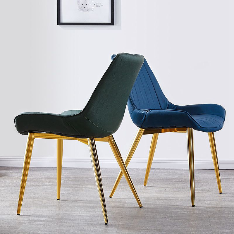 Glam Style Dining Room Chair Wingback Parsons Chair with 4 Metal Legs for Home Use Clearhalo ' kitchen&dining_furn' 'Dining Chairs' 'Dining Tables & Seating' 'dining_chair' 'Furniture' 'furniture_dining_chair' 'Kitchen & Dining Furniture' 'kitchen' 1200x1200_db7a13e9-1ac8-4e86-b26b-c5572a999a82