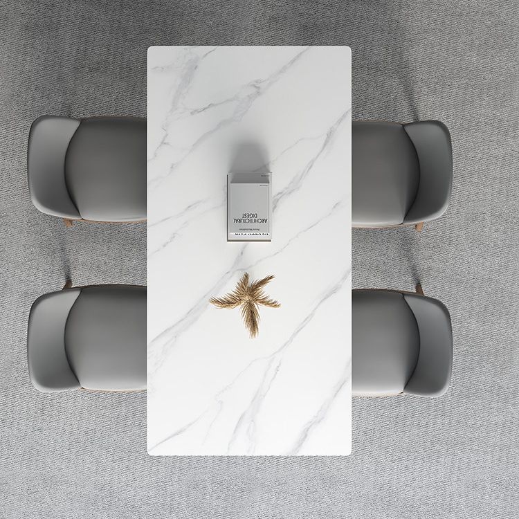 Industrial Style Dinner Table Stone Rectangle Dining Site Table in White Clearhalo 'Dining Tables & Seating' 'Dining Tables' 'dining_table' 'furn' 'furn_dining_table' 'Furniture' 'Kitchen & Dining Furniture' 1200x1200_db7bff7c-1121-46e5-b29b-70c108a2db8d