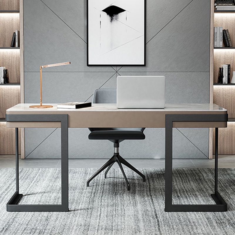 2つの引き出し付きの現代的な長方形のライティングデスクストーンオフィスデスク