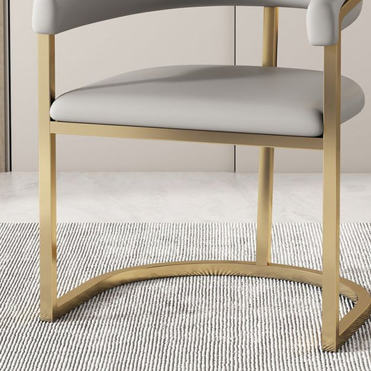 Modern Backrest Armrest Cushion Chair with Metal Base for Dining Room