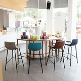 Indoor Modern Leather Bar Stool Bucket Footrest Low Back Counter & Bar Stool