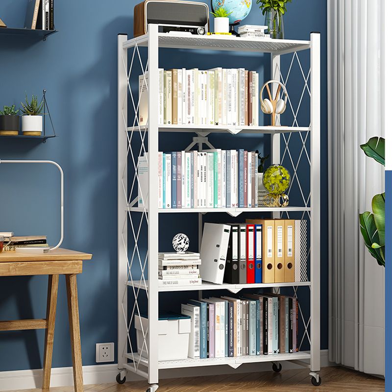 Industrial Folding Steel Etagere Bookshelf Open Bookshelf with Caster Wheels Clearhalo 'Bookcases' 'furn' 'furn_bookcases' 'Furniture' 'furniture_bookcases' 'Office Furniture' 1200x1200_db7ef734-c407-422e-9e83-404db6205f93