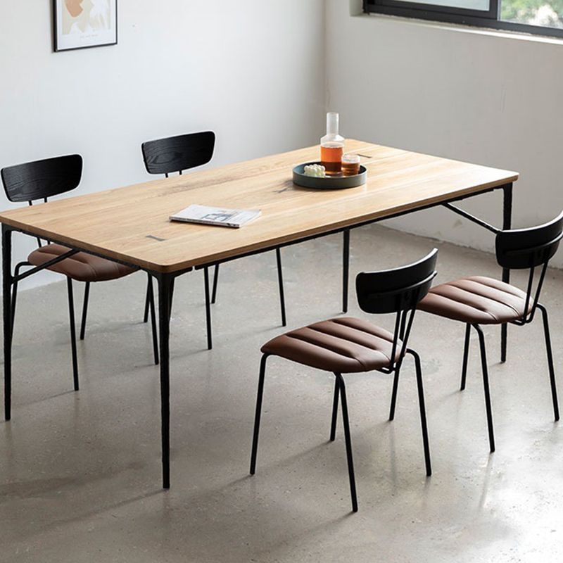 Modern Wood Rectangle Dining Table with 4 Legs Table for Dining Room Clearhalo 'Dining Tables & Seating' 'Dining Tables' 'dining_table' 'furn' 'furn_dining_table' 'Furniture' 'Kitchen & Dining Furniture' 1200x1200_db7fe8f0-1302-4384-b1ae-09bf65f9b06a