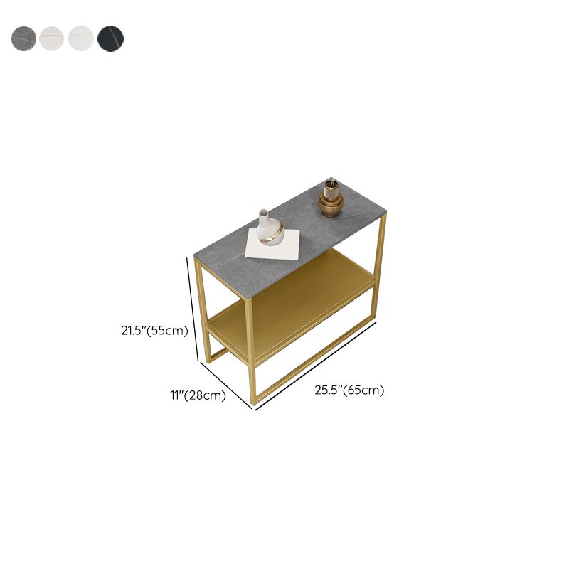 棚のある現代的な金属そりの長方形の二重層リビングルームエンドテーブル