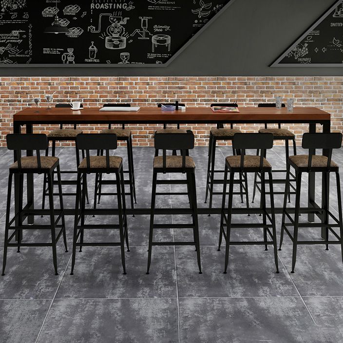 Tavolo da pranzo in legno in legno di pino tavolo da bar rettangolo industriale con base di cavalletto per caffè