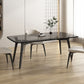 Rectangular Dining Table Modern Glass Tabletop with Metal Legs