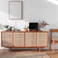 Rattan 4 puertas servidor de buffet de estilo de madera de estilo simple para sala de estar para sala de estar