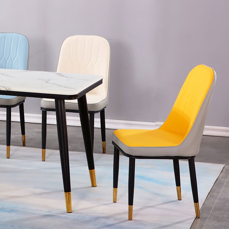 Nordic Metal Dining Room Chairs Upholstered Linen Fabric Armless Chairs for Restaurant Use Clearhalo ' kitchen&dining_furn' 'Dining Chairs' 'Dining Tables & Seating' 'dining_chair' 'furn' 'furn_dining_chair' 'Furniture' 'furniture_dining_chair' 'Kitchen & Dining Furniture' 'kitchen' 1200x1200_db85ab5c-4bf9-4ec1-85d0-b82ee1dee903