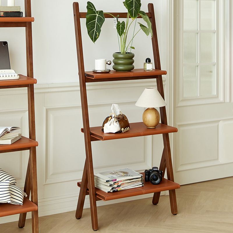 Moderne stijl Open Back Bookshelf Ladder Houten boekenkast voor thuiskantoor
