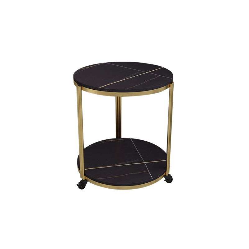 21.65 "スレートラウンドサイドエンドテーブル鉄3脚サイドテーブル付き棚