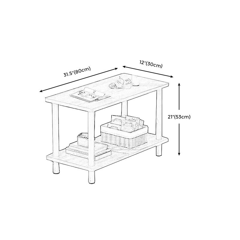 Scandinavian Wood Top End Table 4 Legs Sofa Side Table with Storage