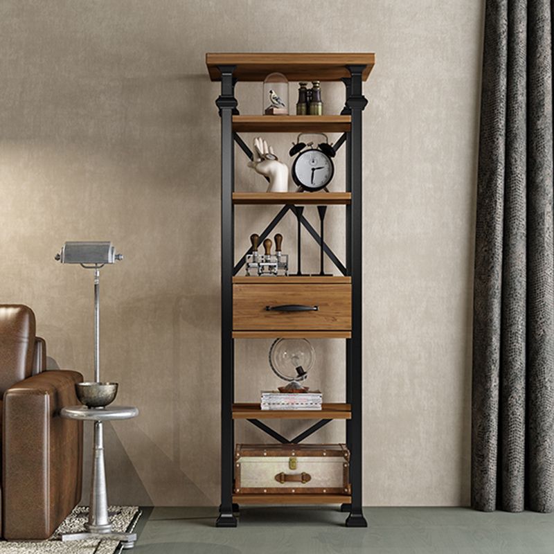Industrial Style Bookshelf Open Shelf Bookcase with Drawer Storage Clearhalo 'Bookcases' 'furn' 'furn_bookcases' 'Furniture' 'furniture_bookcases' 'kitchen' 'kitchen_bookcases' 'Living Room Furniture' 'Office Furniture' 1200x1200_db8b25c9-f560-4300-85b1-9fdeac20d6d6