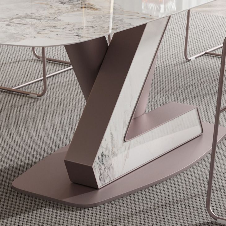 Contemporary 1/4/5/7 Pieces Dining Set Rectangle Dining Table Set with Pedestal Base Clearhalo 'Dining Room Sets' 'Dining Tables & Seating' 'dining_room_set' 'furn' 'furn_dining_room_set' 'Furniture' 'furniture_dining_room_set' 'Kitchen & Dining Furniture' 1200x1200_db8bcfdc-bb57-451c-999d-6efb754aa450