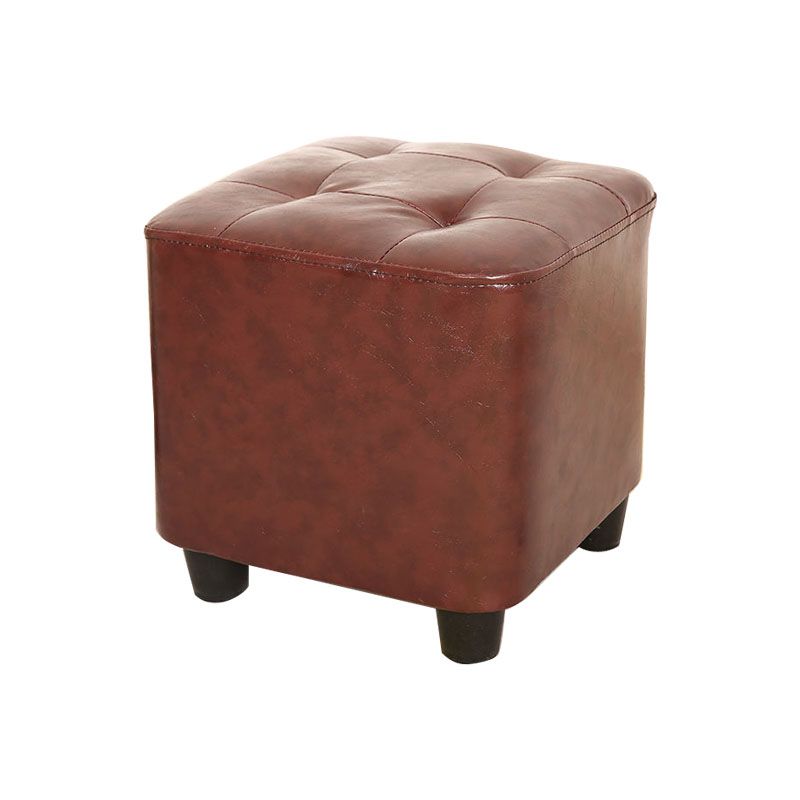 Modern Square Pouf Pure Color Tufted Upholstered Faux Leather Cube Ottoman Clearhalo 'furn' 'furn_ottomans_poufs' 'Furniture' 'Living Room Furniture' 'Ottomans & Poufs' 'ottomans_poufs' 1200x1200_db8c1381-81a4-4591-a0de-3b6332562bc2
