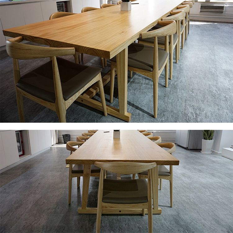 Pine Wood Top Dining Table Traditional Luxury Table with Trestle Base Clearhalo 'Dining Tables & Seating' 'Dining Tables' 'dining_table' 'furn' 'furn_dining_table' 'Furniture' 'furniture_dining_table' 'Kitchen & Dining Furniture' 'kitchen' 'kitchen_dining_table' 1200x1200_db8ea484-1a1c-4f61-a2b2-0659cc9eb595