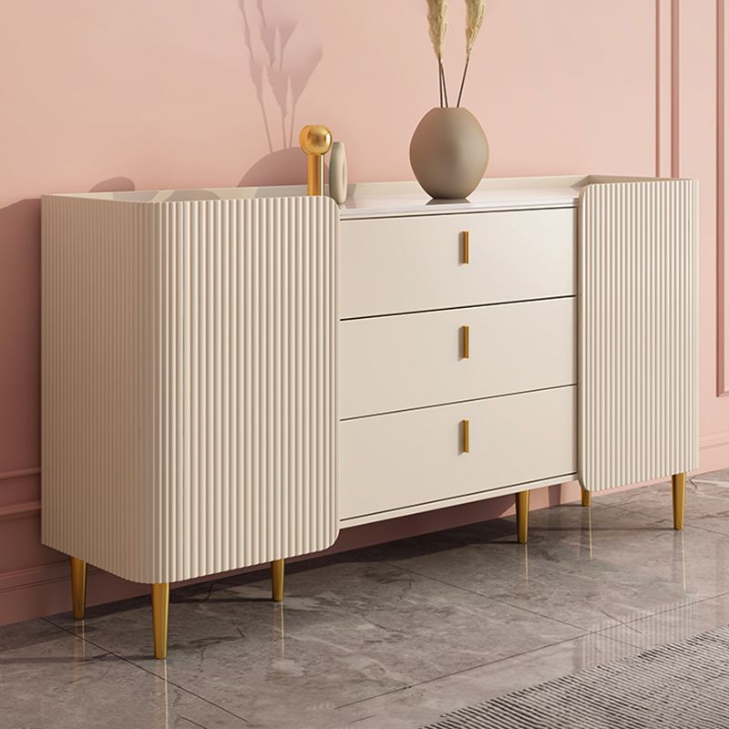 Tabla lateral de piedra de mesa de estilo glamoroso con gabinete y cajones