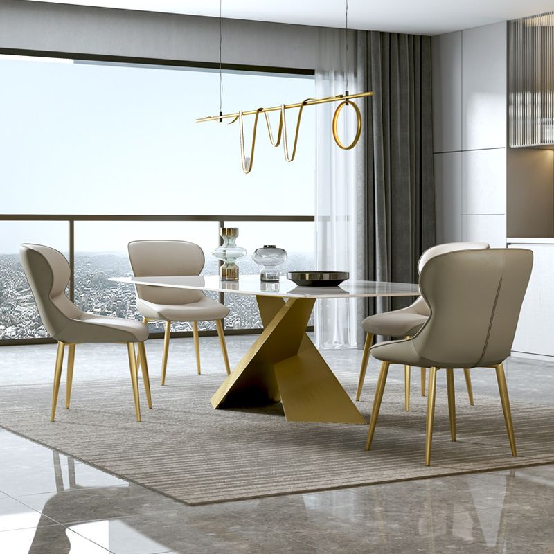 Stone Top Dining Table Traditional Luxury Rectangle Table with Pedestal Base Clearhalo 'Dining Tables & Seating' 'Dining Tables' 'dining_table' 'furn' 'furn_dining_table' 'Furniture' 'Kitchen & Dining Furniture' 1200x1200_db944d00-e196-4ab6-b1bb-e7e59fd75d5d