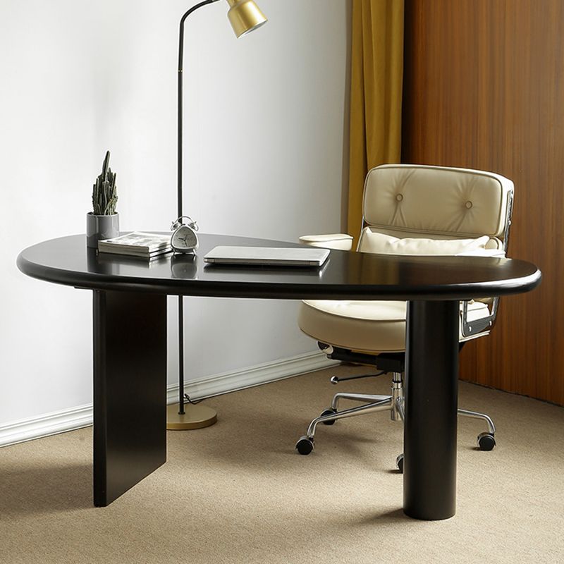 Escritorio de oficina de forma no convencional escritorio de escritura de madera maciza contemporánea para el hogar