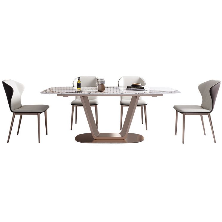 55.12''L Glam Sintered Stone Table Rectangle Dining Table for Kitchen Clearhalo ' dining_table' 'Dining Tables & Seating' 'Dining Tables' 'furn' 'furn_dining_table' 'Furniture' 'furniture_dining_table' 'Kitchen & Dining Furniture' 'kitchen&dining_furn' 'kitchen' 'kitchen_dining_table' 1200x1200_db97f465-2edb-42e1-9891-f75fc1c0df49