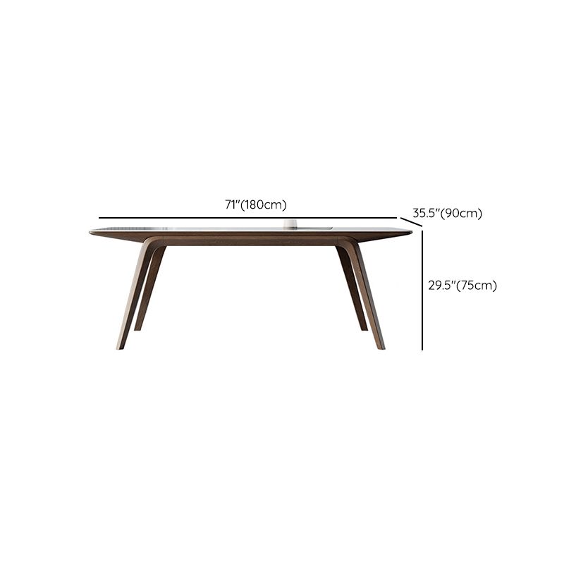 Mesa de comedor rectangular industrial Mesa de piedra sinterizada con patas de madera