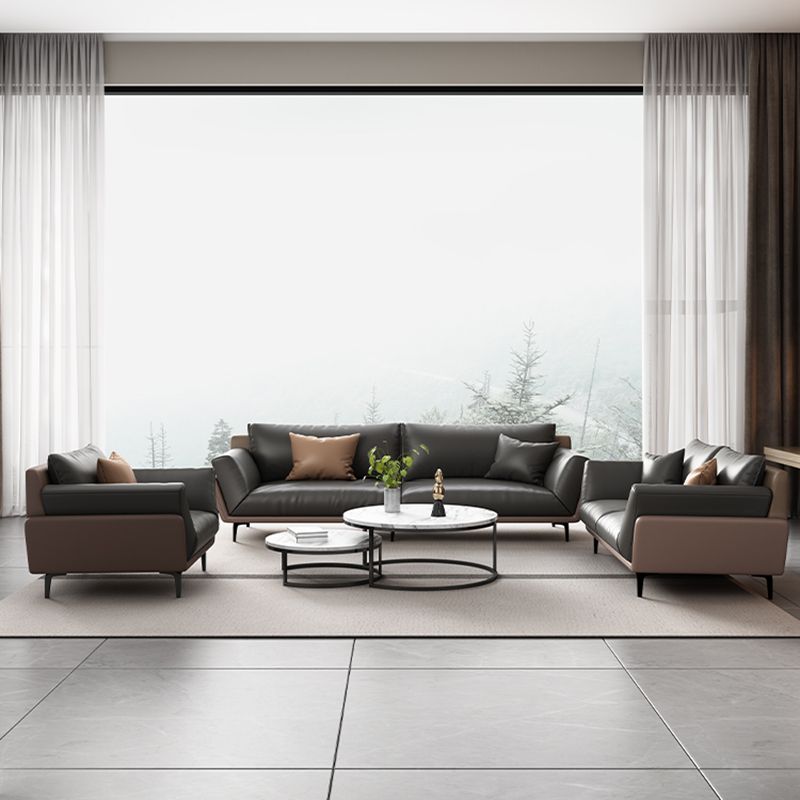 Black Faux Leather Flared Arm Chesterfield Sofa Industrial Style Seating Clearhalo 'furn' 'furn_sofas' 'Furniture' 'Living Room Furniture' 'Sofa' 'sofas' 1200x1200_db9a8e55-94bb-402d-a6f7-8801a21a0c47
