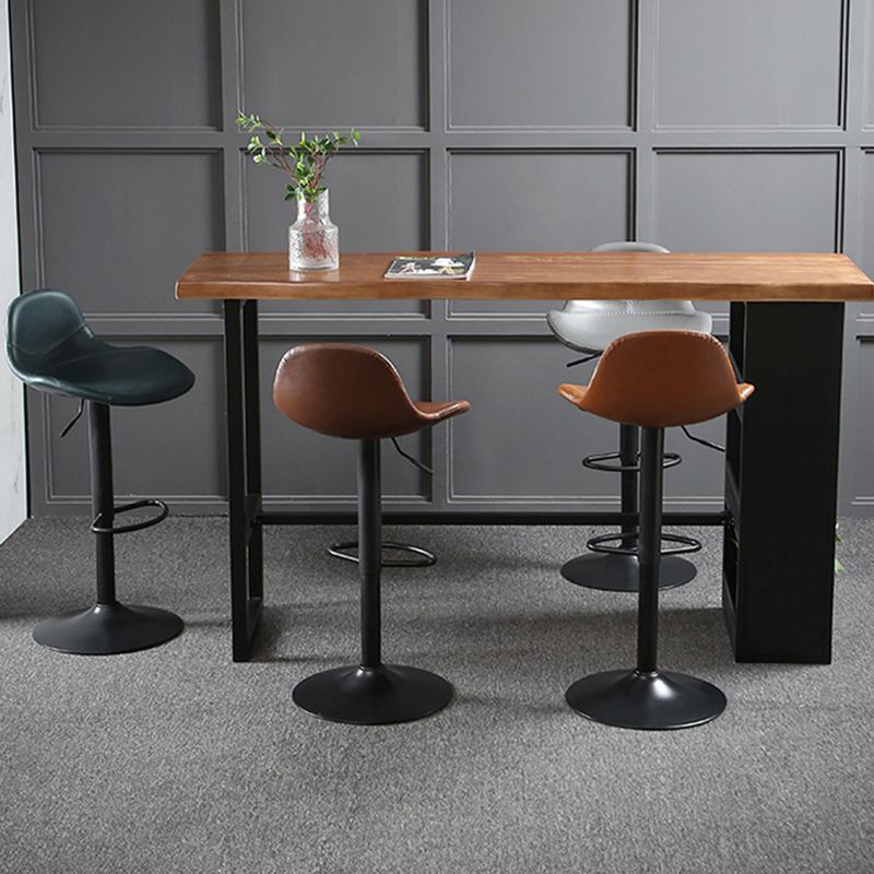 Modern Adjustable Leather Bar Stool Footrest Swivel Dining Stool for Living Room