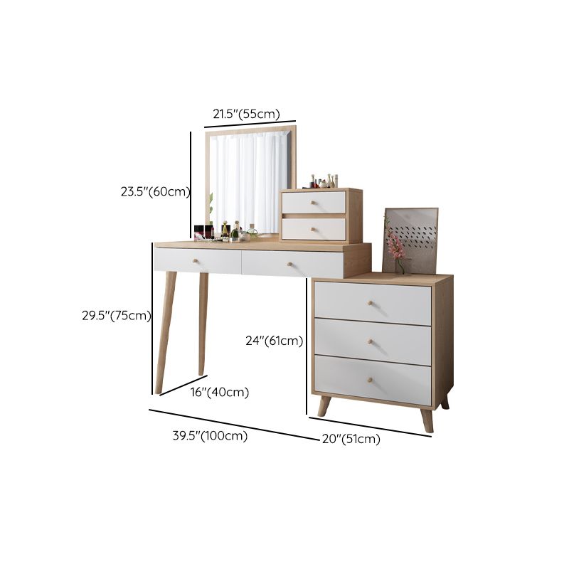 Tocador de maquillaje de dormitorio en tocador de madera de ingeniería nórdica natural