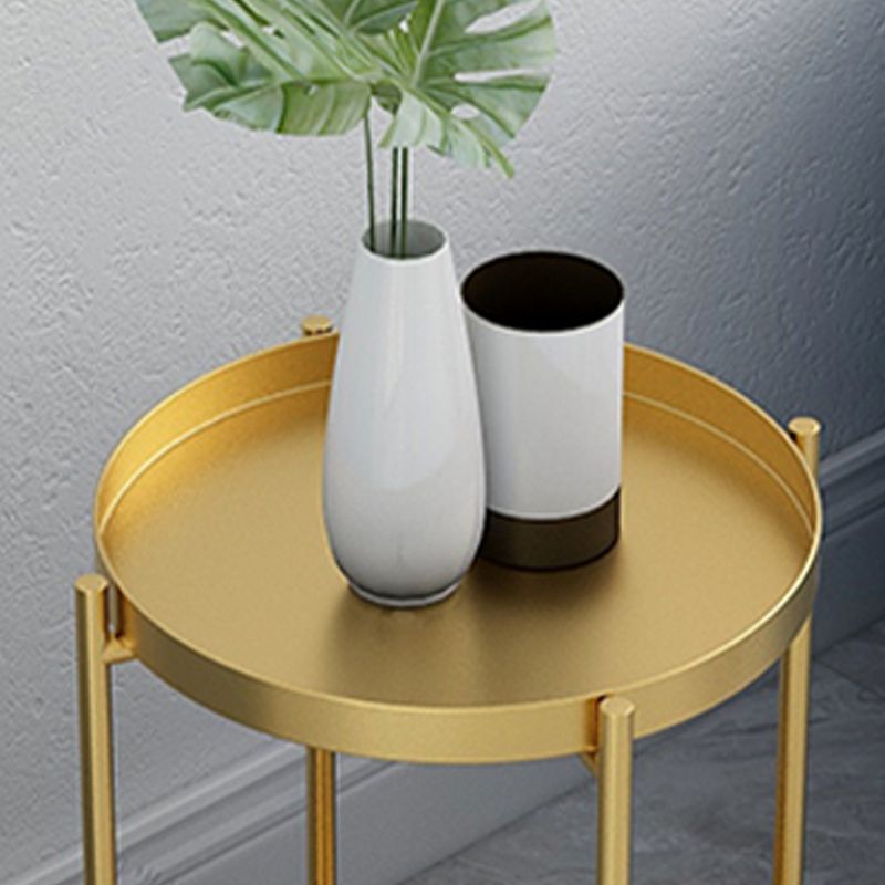 Mid-Century Tray Top Corner Table 4 Legs Metal Side End Table with Storage