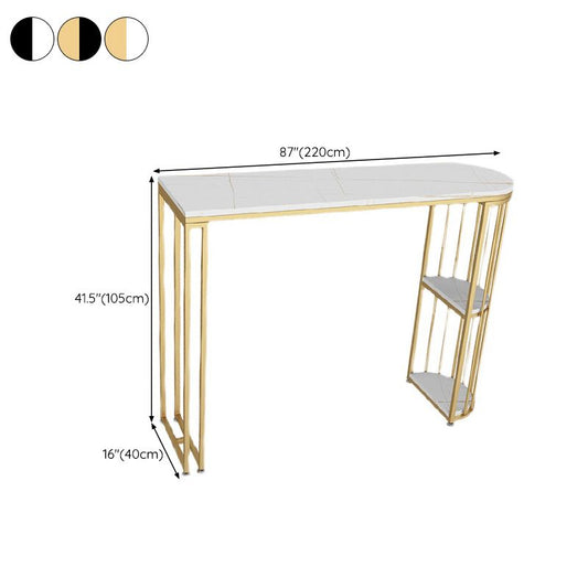 Tavolo da pranzo a barre di pietra sinterizzata moderna con ripiani per il soggiorno da cucina