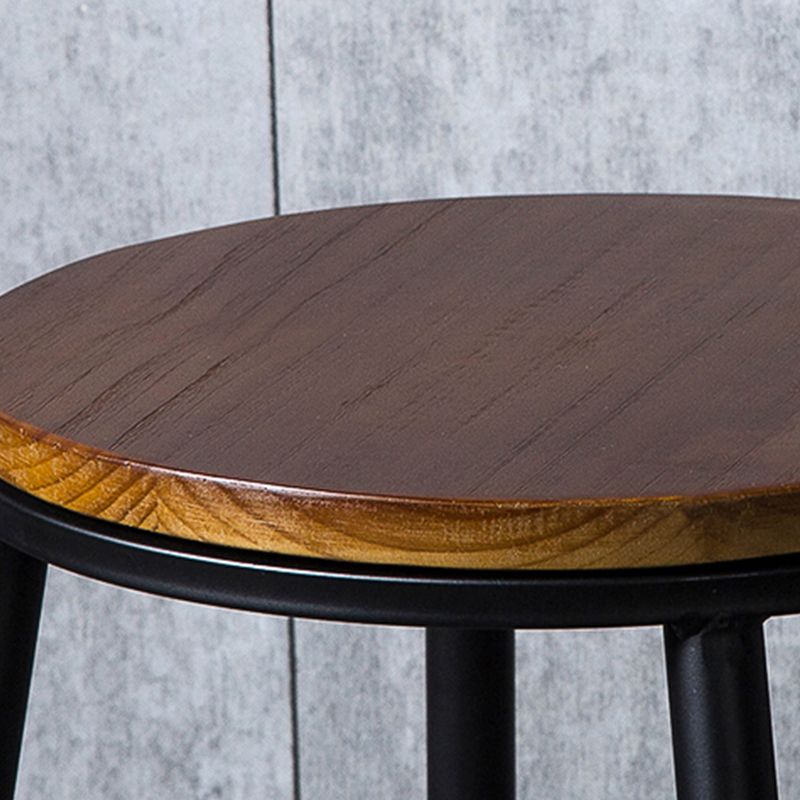 Eigentijdse massief houten dinerkrukken armloze barkrukken met metalen basis