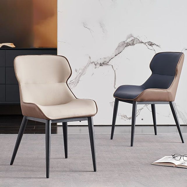 Silla lateral de ala de comedor contemporáneo con patas de metal para cocina