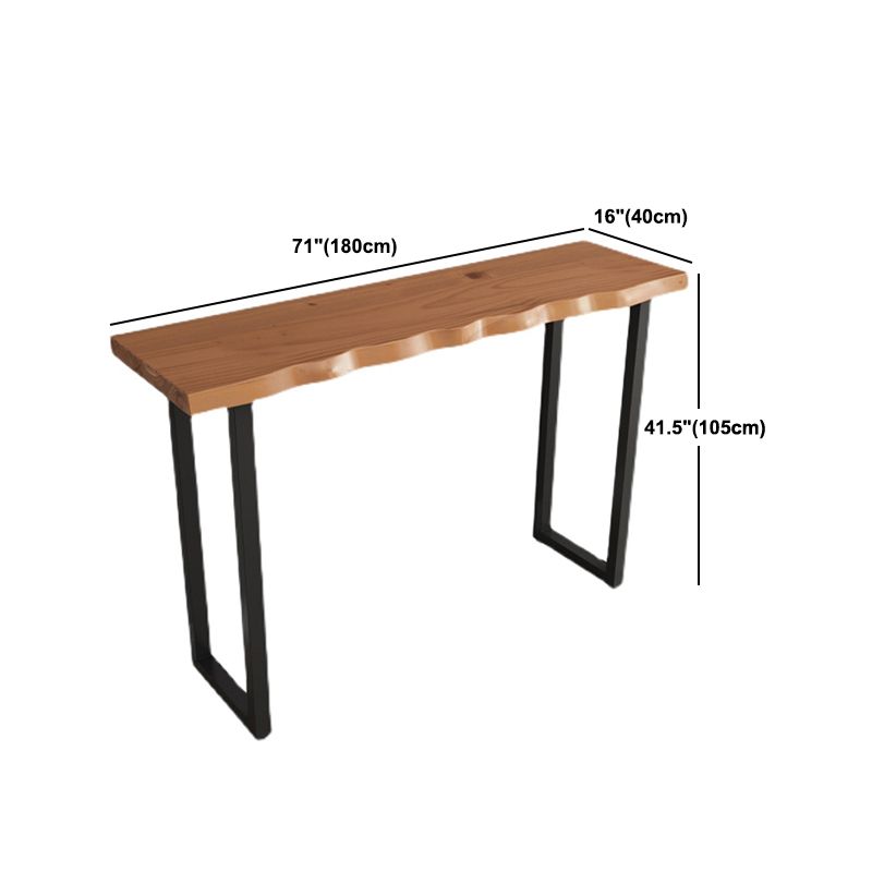 Tavolo da bar per top in legno di pino industriale Tavolo da bistrot rettangolo con doppio piedistallo in nero