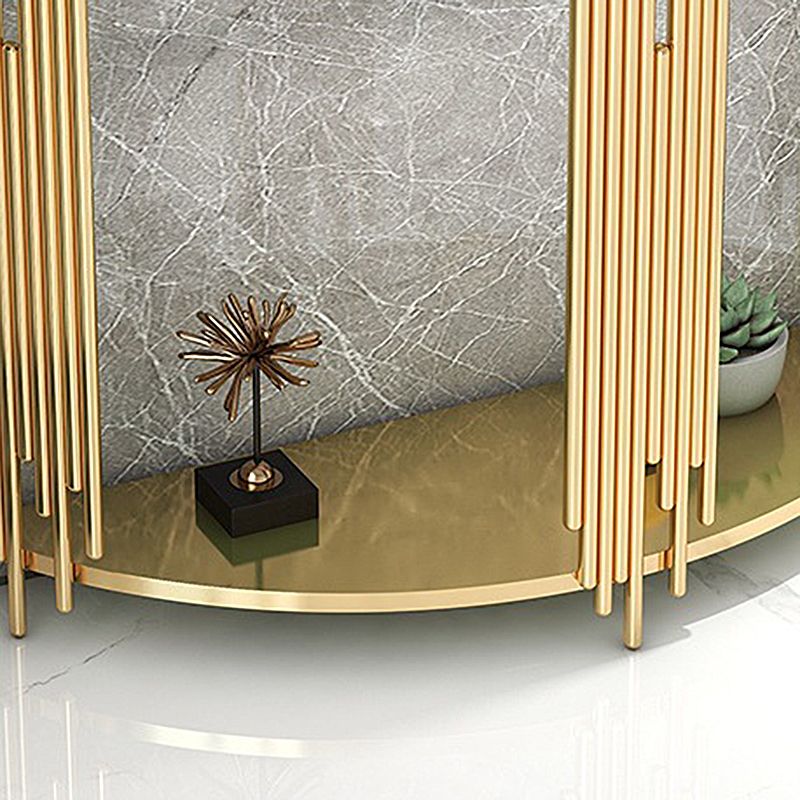 Consola de piso de hierro glamoroso almacenamiento de mesa de almacenamiento resistente a la mitad consola de media luna