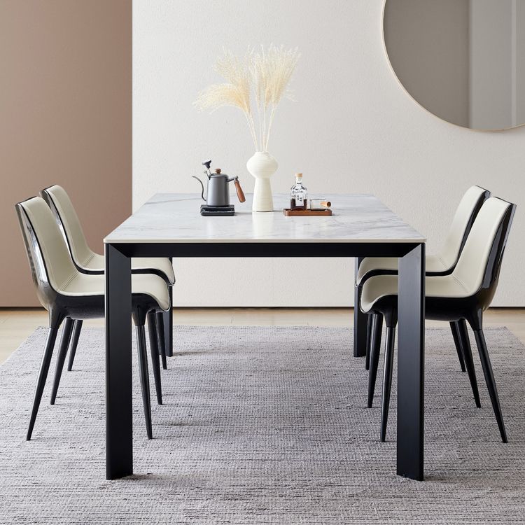 Rectangle Stone Dining Table Contemporary Metal 4 Legs Dining Table Clearhalo 'Dining Tables & Seating' 'Dining Tables' 'dining_table' 'furn' 'furn_dining_table' 'Furniture' 'Kitchen & Dining Furniture' 1200x1200_db9f92b8-16db-4510-9eeb-e43f24f82526