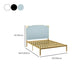Contemporary Leather Bed Beige Upholstered Bed Frame with Nailhead Trim