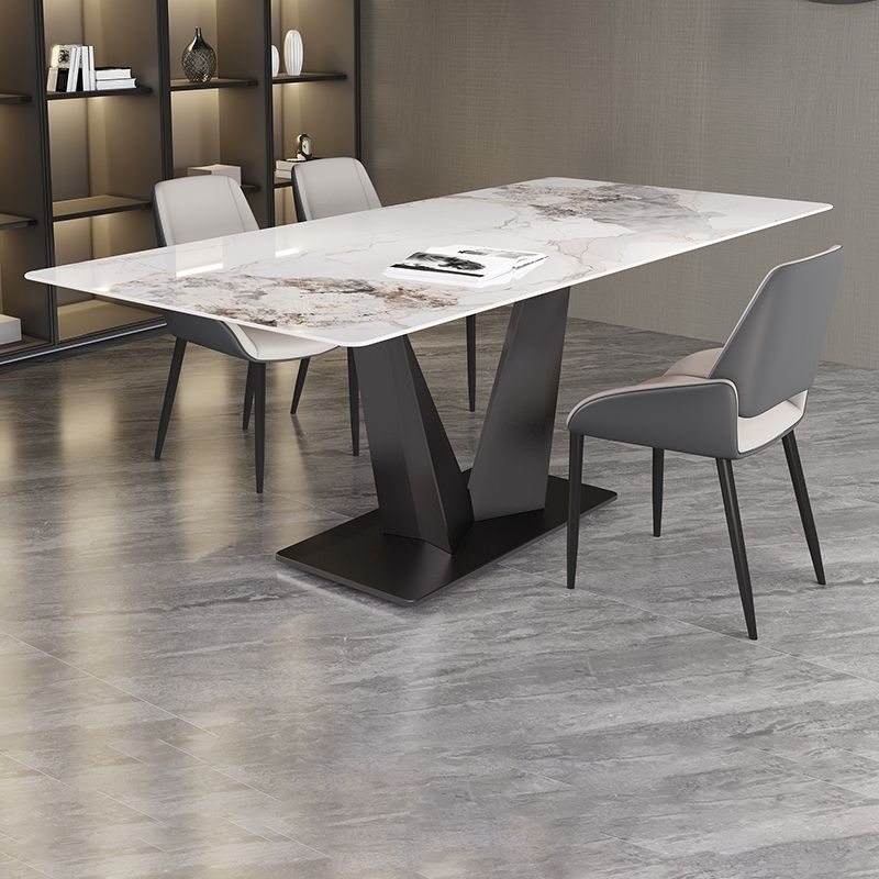 Set da tavolo di pietra sinterizzato moderno del rettangolo 1/4/5/7 pezzi set da pranzo