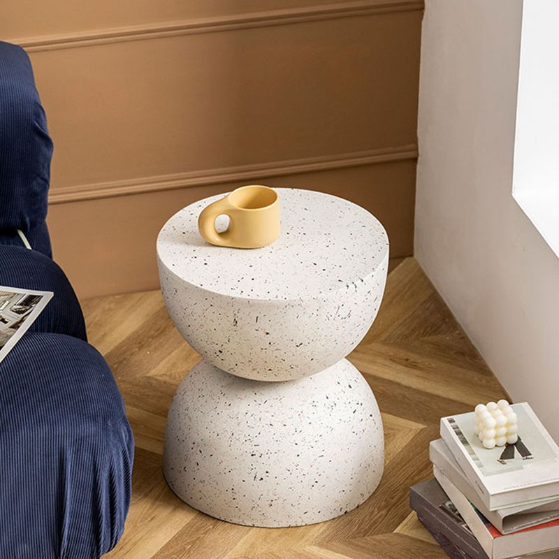 Double Semicircle Shape Side End Snack Table White Cement Corner Table