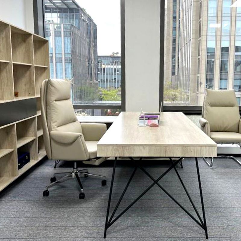 Chaise de bureau à glissement moderne chaise de bureau de hauteur de siège réglable en cuir sans bras avec roues