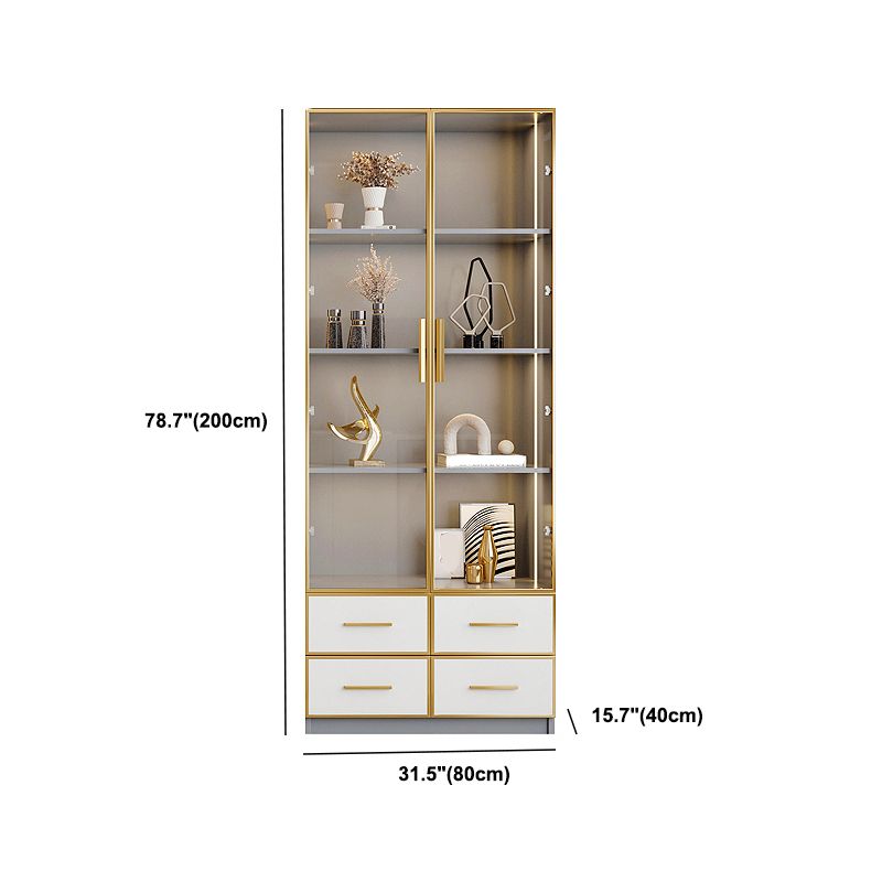 Glam Vertical Standard Bookshelf Manufactured Wood Bookcase with Glass Door