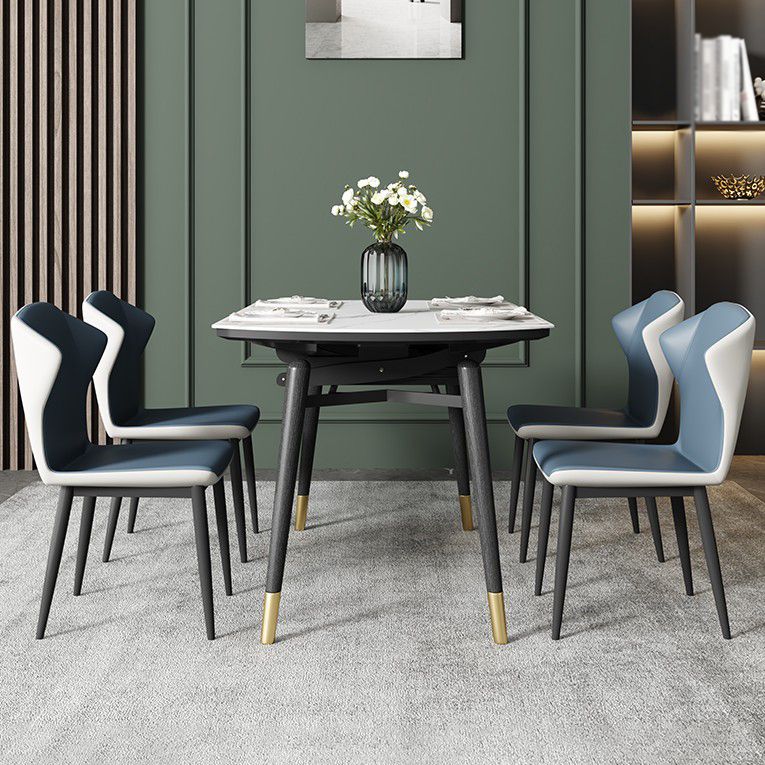 Kitchen Modern Sintered Stone Dining Table of Traditional Height with Collapsible Dining Room Sets Clearhalo 'Dining Room Sets' 'Dining Tables & Seating' 'dining_room_set' 'furn' 'furn_dining_room_set' 'Furniture' 'furniture_dining_room_set' 'Kitchen & Dining Furniture' 'kitchen&dining_furn' 'kitchen' 1200x1200_dba4208e-a841-43a9-91e8-48cc705a201d