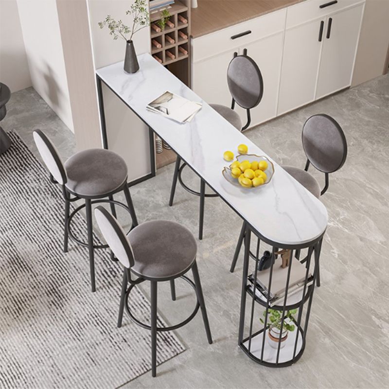 Modern Style Stone Bar Table White Colour Double pedestal Bar Dining Table Clearhalo 'Bar Furniture' 'Bar Tables' 'bar_tables' 'furn' 'furn_bar_tables' 'Furniture' 'Kitchen & Dining Furniture' 1200x1200_dba4577b-97a1-4b4b-8181-e88d3bc92950