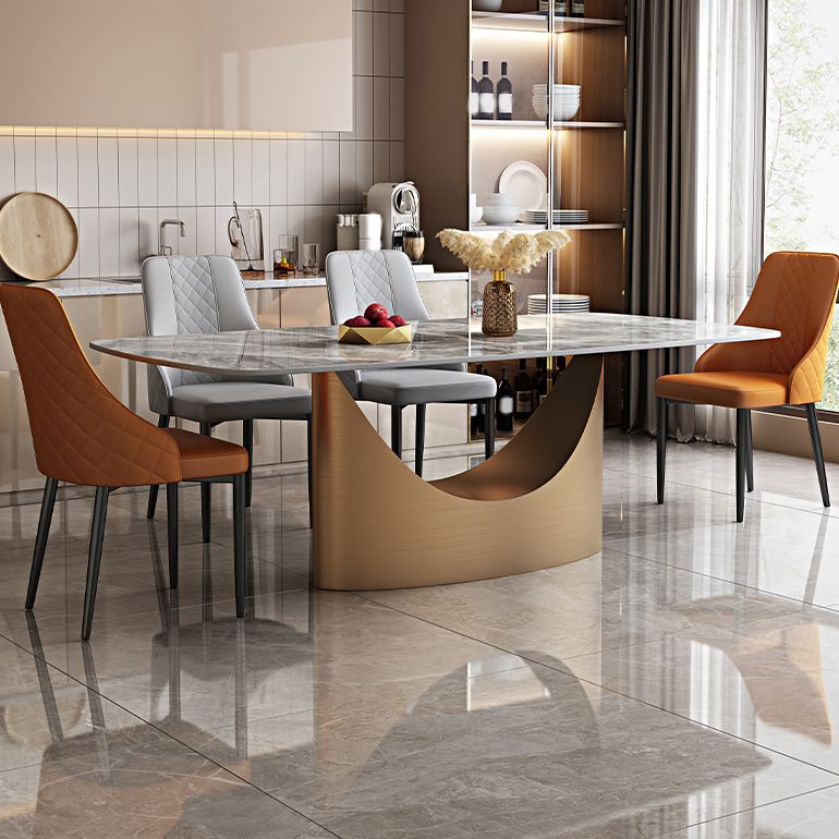 Glossy Gray Dining Table Set 1/4/5/7 Pieces Glam Dinette Set with Leather Chairs