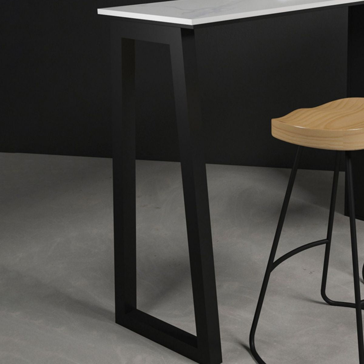 Tavolo da bar in pietra tradizionale tavolo da bar rettangolo di lusso con base in slitta in nero