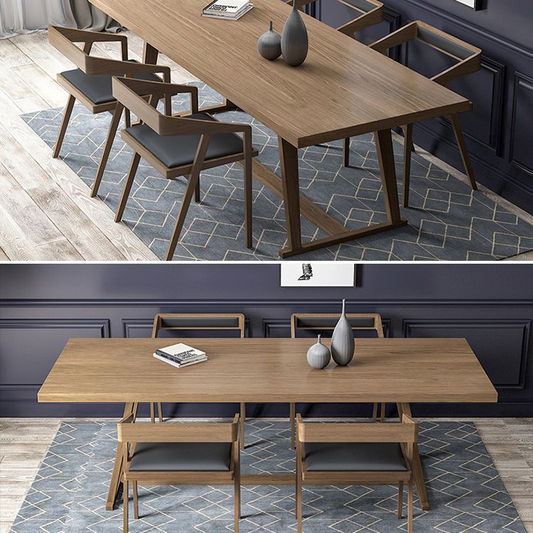 Solid Wood Industrial Rectangular Dining Table Solid Wood Top Table with Trestle Clearhalo ' dining_table' 'Dining Tables & Seating' 'Dining Tables' 'furn' 'furn_dining_table' 'Furniture' 'furniture_dining_table' 'Kitchen & Dining Furniture' 'kitchen&dining_furn' 'kitchen' 'kitchen_dining_table' 1200x1200_dba726e2-629e-43ee-8b6f-2b5a54ba9f46
